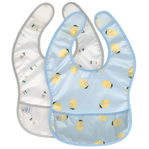 Lot de 2 bavoirs av. poche Happy Fruits BLEU Lässig pas cher