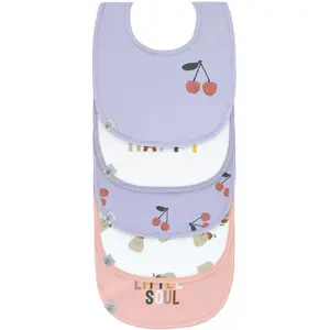 Lot de 5 bavoirs coton (bio) Happy Fruits Cerise, Lilas/Pêche LÄSSIG pas cher