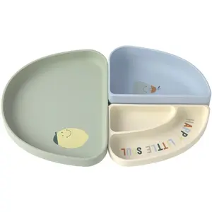 LÄSSIG Assiette compartimentée en silicone, Happy Fruits Lemon