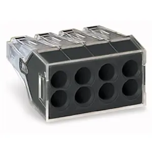 WAGO Bornes rigides : 0,75-2,5 mm² Nombre de pôles (num) : 8 10 pièces Transparent, Gris pas cher