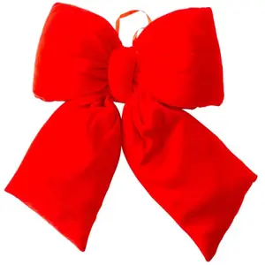 WADIGA Décoration de Noël grand noeud en velours rouge 55x13x60cm pas cher