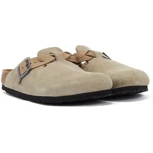 Birkenstock Boston Sabots Régulières En Daim Taupe Pour Femmes EU 39 pas cher