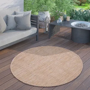 Tapis Extérieur Rond Résistant Intempéries Balcon Terrasse Cuisine Monochrome 200 cm rond, Naturelle - Paco Home