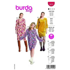 Burda Patron de couture 5875 pour faire de belles robes [femmes, taille 34-48] niveau 1 pour débutants