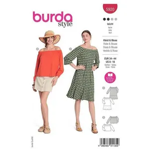 Patron Burda 5920 - Robe et la blouse au décolleté Carmen du 34(...) -