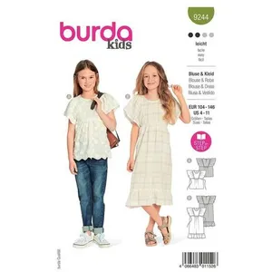 Burda Patron 9244 - Robe et Blouse avec décolleté décorées de ruchés d...