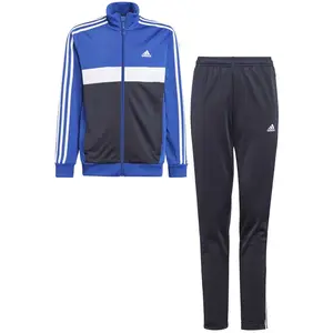 Survêtement 3 bandes Adidas enfant - noir et bleu - ADIDAS pas cher