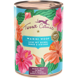 Comparateur de prix : 6 x 400 g Terra Canis Menu Floralis Waikiki Woof : saumon, nourriture ...