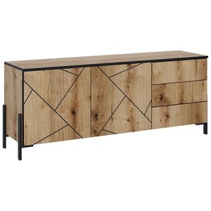 Vicco Meuble TV Hatto, 150x60cm avec portes et tiroirs, Chêne pas cher