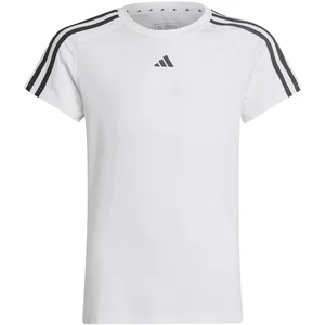 adidas 3-Stripes T-shirt Filles - Blanc , Noir, Taille 170 pas cher