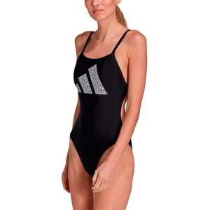 Maillot de bain adidas 3 Bar Logo Print noir blanc femme - 40 pas cher