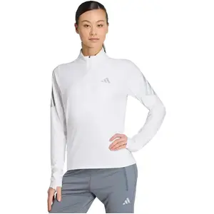 Sweat adidas ADI365 Running Iconic Climacool Half Zip blanc femme - S