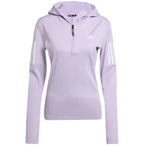 Adidas Femme Own The Run Winterized Hooded Half-Zip, Powder Plum, XL pas cher
