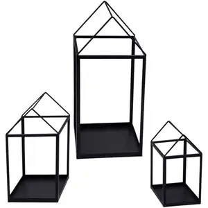 SPETEBO Lanternes en métal par lot de 3 - env. 45 / 33 / 23 cm - lante... pas cher