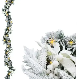Comparateur de prix : Guirlande de sapin led avec neige et fleurs éclairée blanc chaud - 183...