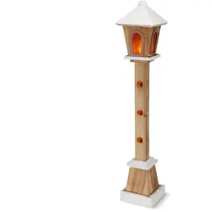 Spetebo Lanterne en bois avec 23 led blanc chaud - 75 cm - Décoration de Noël à piles