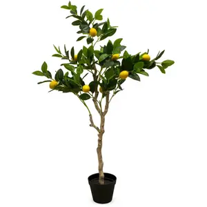 Spetebo Plante artificielle citronnier en pot noir - 118 x 40 cm - Arb... pas cher