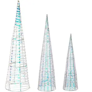 Beliani Lot de 3 Décorations LED Sapin de Noel Accessoire Lumineux d'I...
