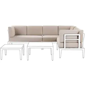 Beliani Ensemble de Housses de Coussins pour l'Extérieur Siège et Dossier de Canapé Beige Rima III pas cher
