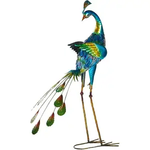 Comparateur de prix : BELIANI Figurine Décorative Paon Accessoire Intérieur Extérieur Décoration de Jardin en Métal Bleu Paon
