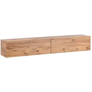 Beliani Meuble TV Mural Minimaliste Etagère de Rangement Multimédia 180 cm en Panneau Particules de Bois Marron Gladstone pas cher