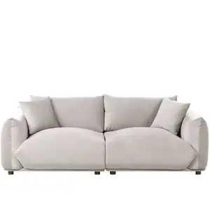 BELIANI Canapé 3 places en velours taupe luvos pas cher