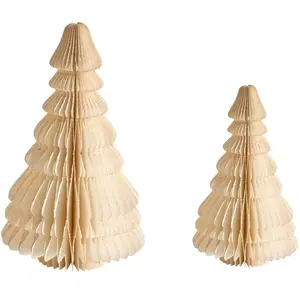 Beliani Ensemble de 2 Figurines de Sapin en Papier Alvéolé Origami Déc... pas cher