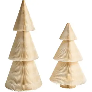 Beliani Ensemble de 2 Figurines de Sapin en Papier Alvéolé Origami Déc... pas cher