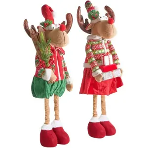 Beliani Ensemble de 2 Décorations de Noël en Tissu en Forme de Renne T...