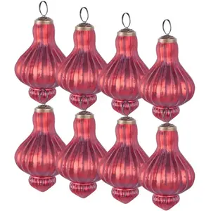 Comparateur de prix : Lot de 8 boules brillant verre rouge