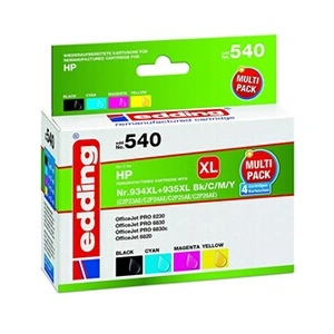 edding EDD-540 Lot de 4 cartouches d'encre compatibles avec HP 934XL/935XL (C2P23/C2P24/C2P25/C2P26 Noir/cyan/magenta/jaune 1 x 45 + 3 x 12 ml