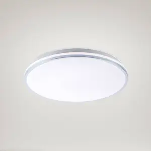 Just Light. Plafonnier LED - Ø 49 cm - Chrome - Blanc - Plastique pas cher