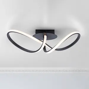 JUST LIGHT. Plafonnier LED Maria, dimmable, noir pas cher