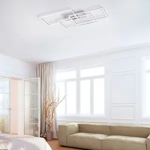 JUST LIGHT. Plafonnier LED Iven, dim, acier, 82x50 cm pas cher
