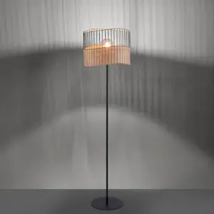 JUST LIGHT. Lampadaire Reed en bois et métal pas cher