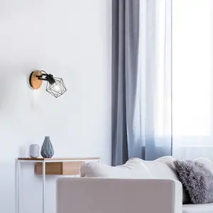 Comparateur de prix : Leuchten Direkt JUST LIGHT. Applique murale Jaro réglable noire/bois à 1 lampe