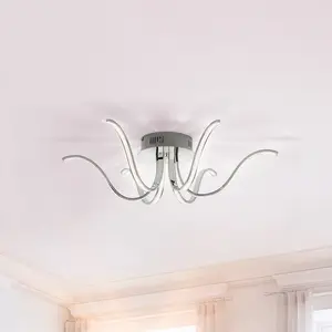 JUST LIGHT. Plafonnier LED Valerie à 6 lampes Ø 67 cm acier pas cher
