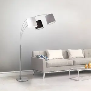 Comparateur de prix : JUST LIGHT. Lampadaire Melvin, à 3 lampes, noir/gris/blanc