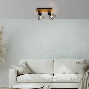 Spring Spot de plafond double Taro noir 2xE14 pas cher
