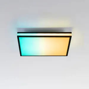 JUST LIGHT. Plafonnier LED Mario, CTT, RVB, 45x45 cm, noir pas cher