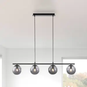 Comparateur de prix : JUST LIGHT. Suspension Big Widow, boules de verre, à 4 lampes