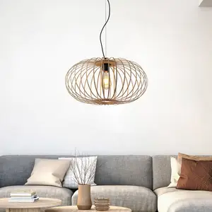 JUST LIGHT. Suspension Racoon avec abat-jour en bois pas cher