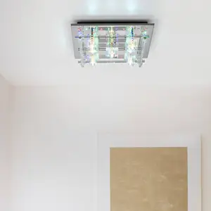 JUST LIGHT. Plafonnier LED Kemal 2.0, chromé avec RVB pas cher