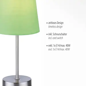 JUST LIGHT. Lampe à poser Heinrich avec abat-jour en tissu vert pas cher