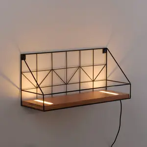 Paul Neuhaus JUST LIGHT. Applique murale LED Board avec étagère en bois, 45x15cmVendu parluminaire