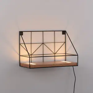 Paul Neuhaus JUST LIGHT. Applique murale LED Board avec étagère en bois, 30x15cm pas cher