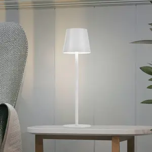 JUST LIGHT. Lampe de table LED rechargeable Euria, blanc, fer, IP54
