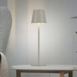Comparateur de prix : JUST LIGHT. Lampe à poser rechargeable LED Euria, fer gris-beige IP54