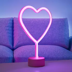 JUST LIGHT. Lampe de table LED Neon Coeur, batterieVendu parluminaire