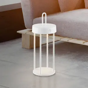 JUST LIGHT. Lampe de table LED rechargeable Anselm, blanc, 28 cm, ferVendu parluminaire